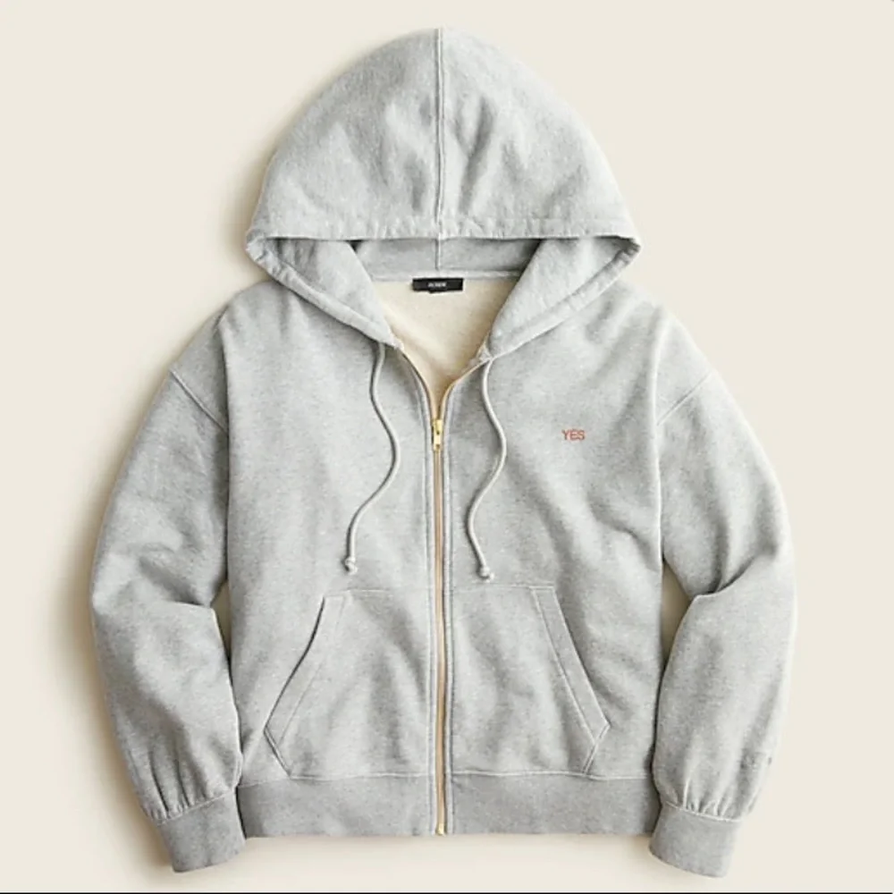 J. Crew NWT Women's University Terry‎ Zip-Up Hoodie with Logo Embroidery
